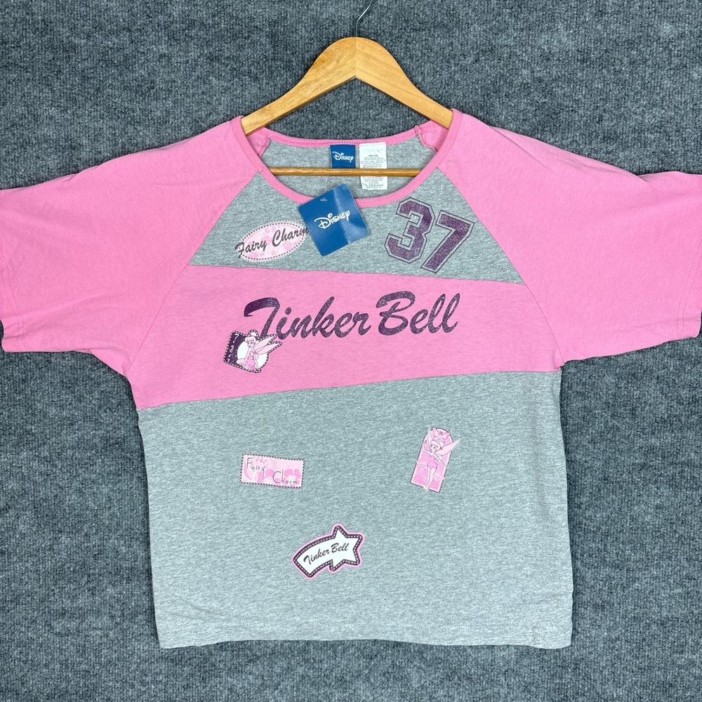 Deadstock VTG Disney Tinkerbell Fairy Glitter Raglan Sleeve 18W T-Shirt NWT